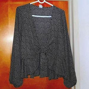 forever 21 plus leaf print front tie top 3x NWOT